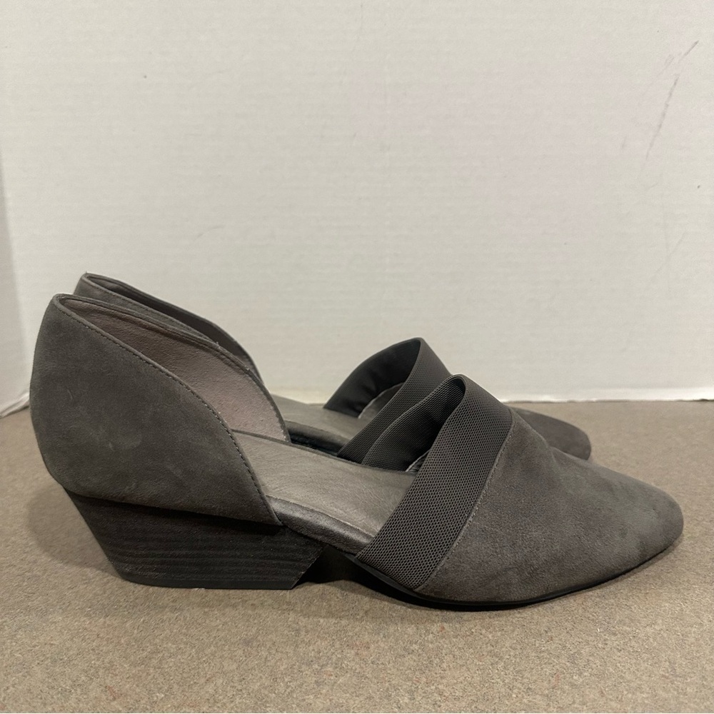 Eileen Fisher Hilly Graphite Suede D’Orsay Wedge Cutout Pumps 11